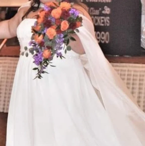 David's Bridal A-Line Chiffon Wedding Dress - Picture 6 of 6